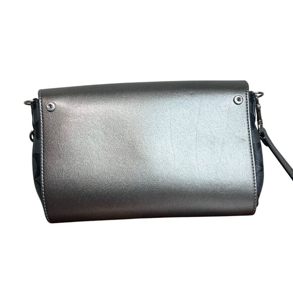 Coach Signature Crossbody Bag Black Leather Canvas Shoulder Purse F59534 - Picture 4 of 8